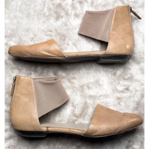 Eileen Fisher Allot Taupe Leather MeshPointed Toe Mesh Strap Flats Women Size 10 - Picture 3 of 15